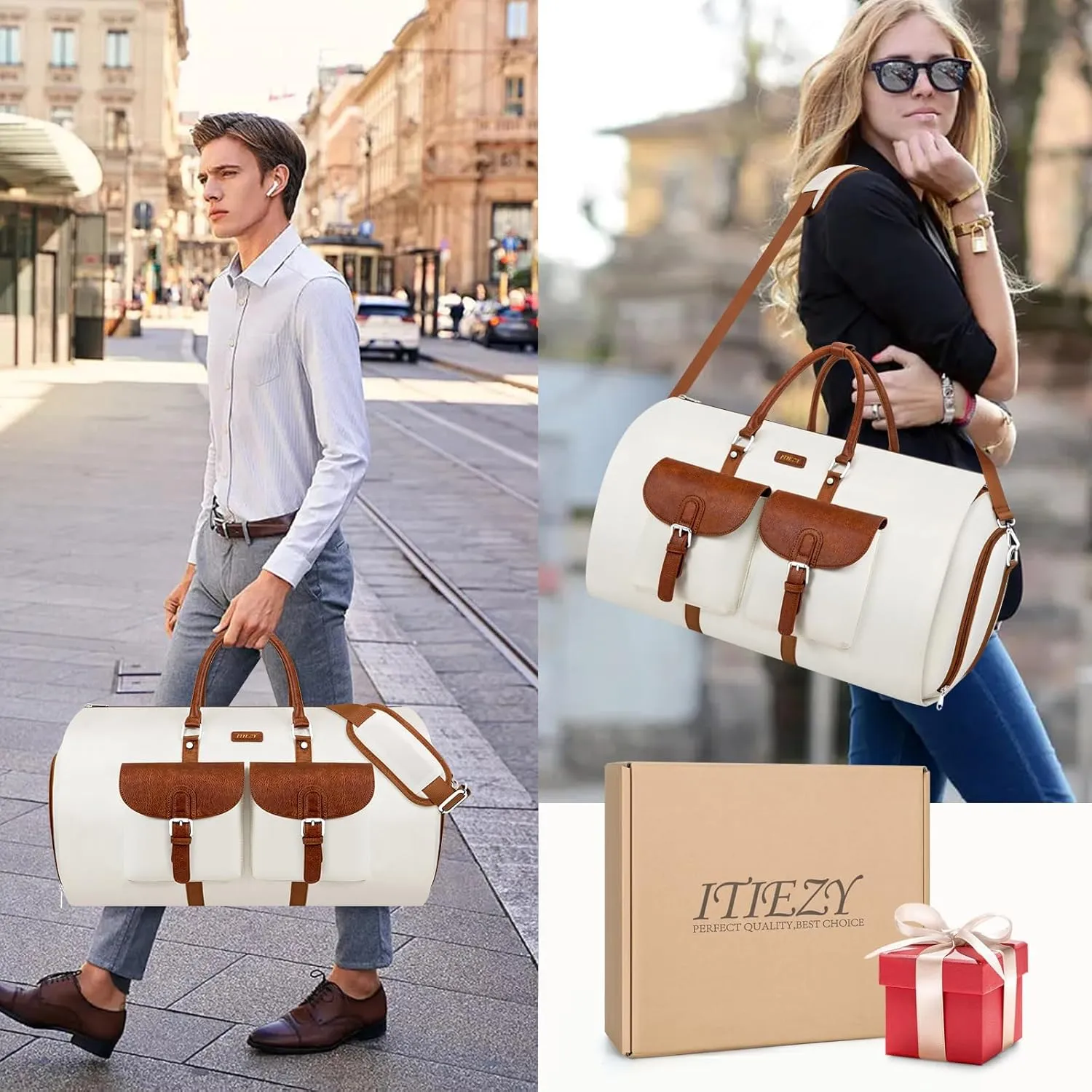 Garment Duffel Bag for Travel - Convertible Carry on Garment Duffel Travel Bag for Women Men Large Weekender Bag with Shoes Pouch 2 in 1 Hanging Suit Travel Duffel Bag 3pcs Set
