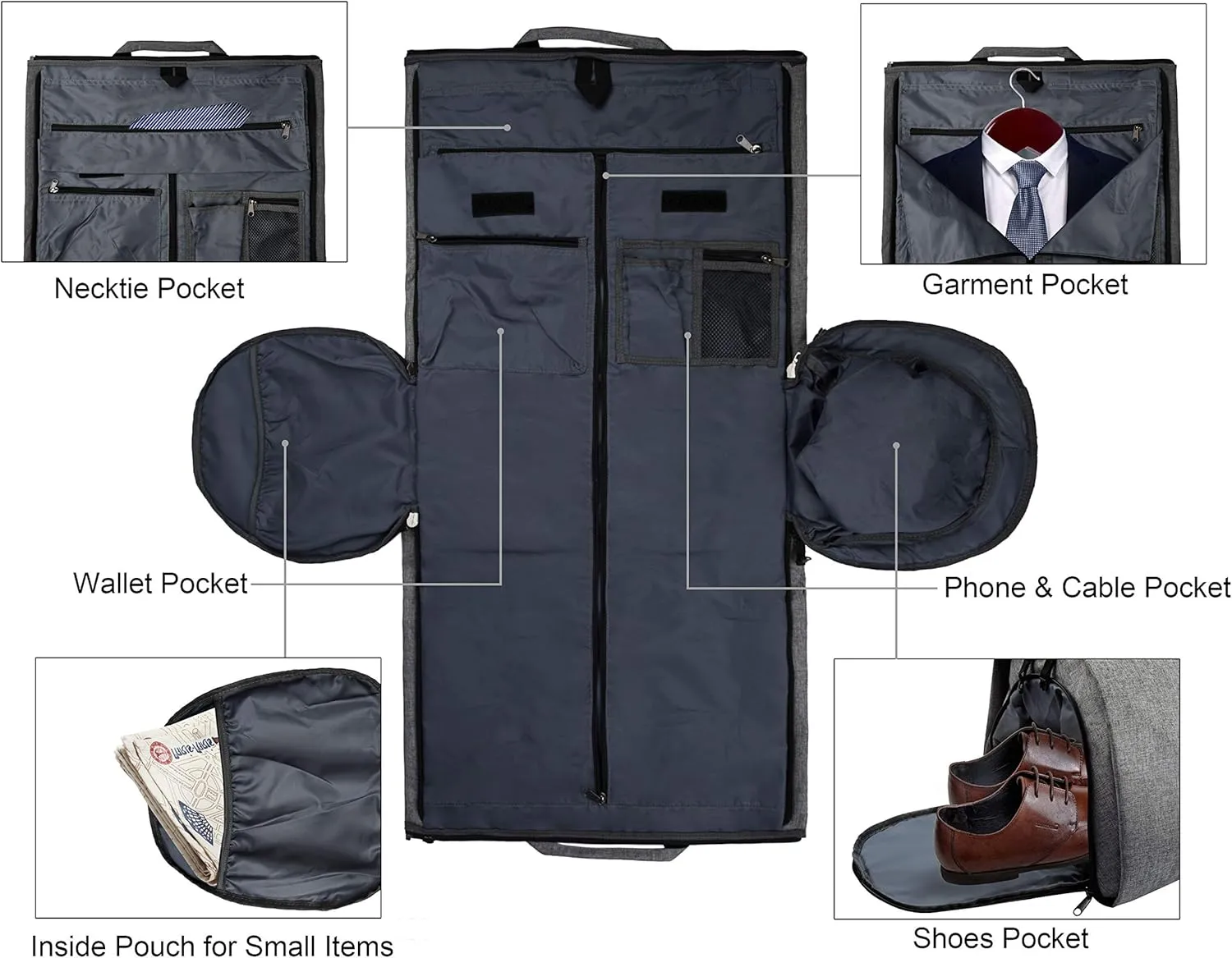 Garment Duffle Bags For Travel, Convertible Carry On Garment Bag With Shoulder Strap, Shoes Compartment Carry on Mens Garment Bag For Suits, 2 in 1 Suit Bags For Men Travel
