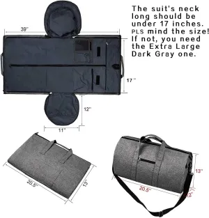 Garment Duffle Bags For Travel, Convertible Carry On Garment Bag With Shoulder Strap, Shoes Compartment Carry on Mens Garment Bag For Suits, 2 in 1 Suit Bags For Men Travel