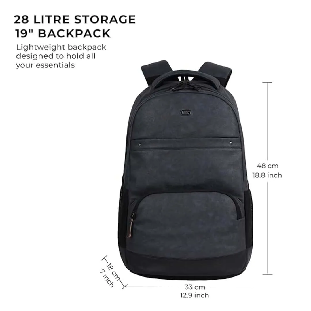 Gear Vintage2 Anti Theft Faux Leather 18 Inch/48 cms Navy Blue Black 28Ltr Laptop Backpack