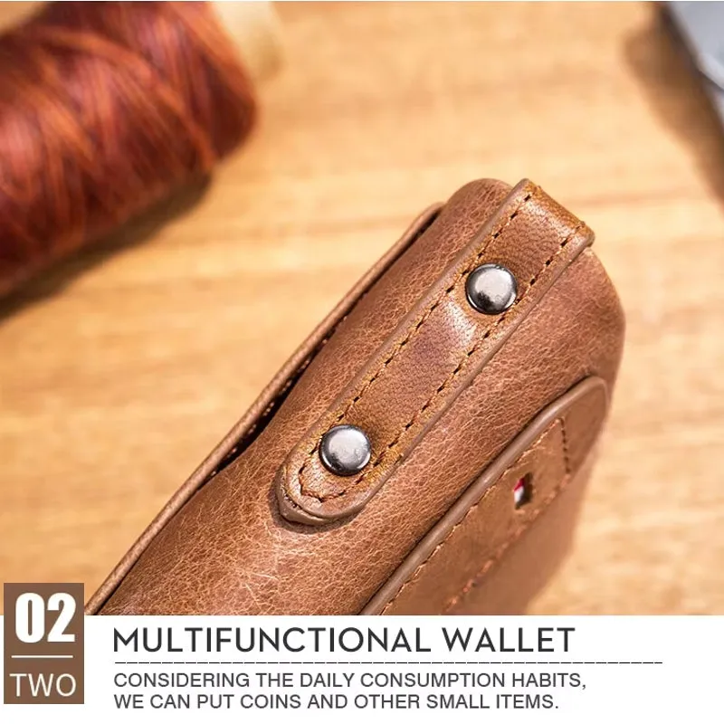 Genuine Leather Wallet for Men Vintage Bifold