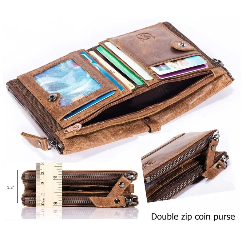Genuine Leather Wallet for Men Vintage Bifold