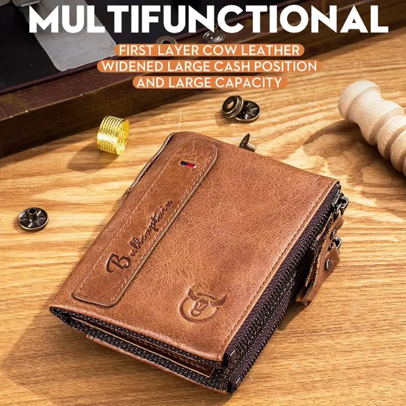 Genuine Leather Wallet for Men Vintage Bifold