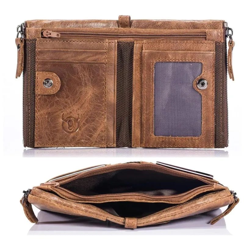 Genuine Leather Wallet for Men Vintage Bifold
