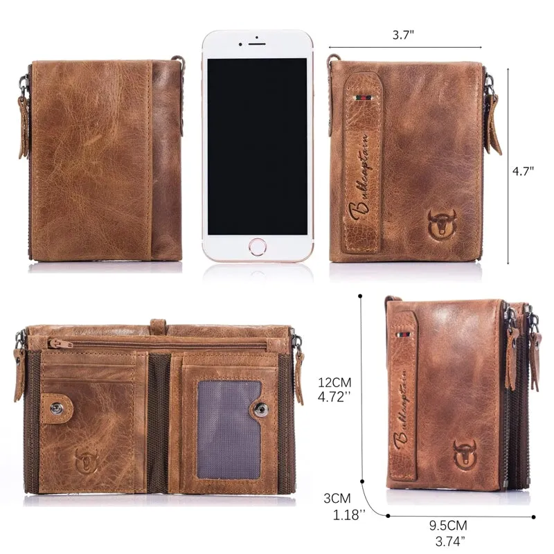 Genuine Leather Wallet for Men Vintage Bifold