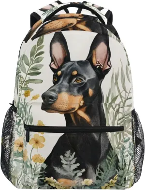 German Shepherd Dog Flower Grass Backpack 3rd 4th 5th Grade School Bookbag Travel Laptop Daypack Bag Purse for Boys Girls Teens