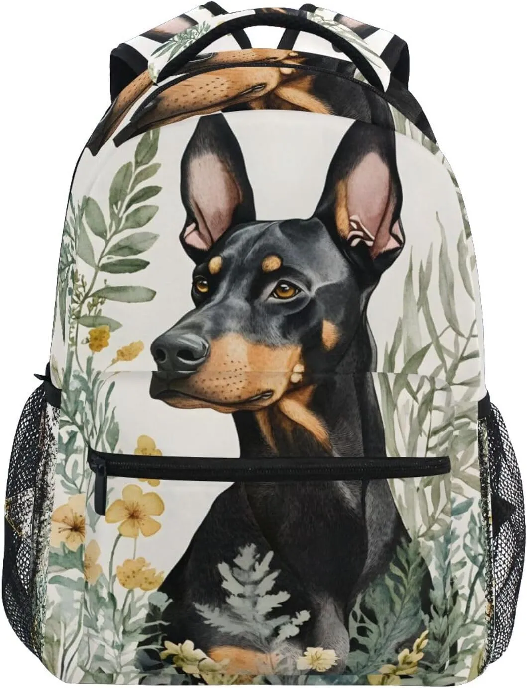 German Shepherd Dog Flower Grass Backpack 3rd 4th 5th Grade School Bookbag Travel Laptop Daypack Bag Purse for Boys Girls Teens