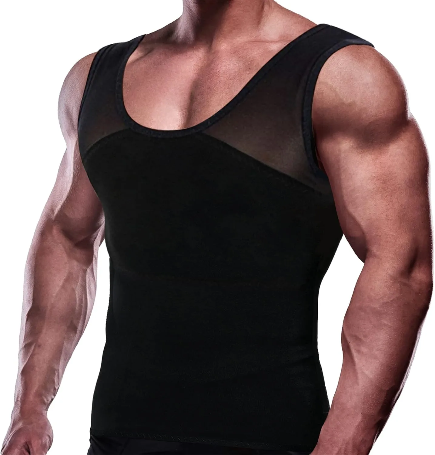 GKVK Mens Slimming Body Shaper Vest Chest Compression Shirt Abs Abdomen Slim Tank Top Undershirt