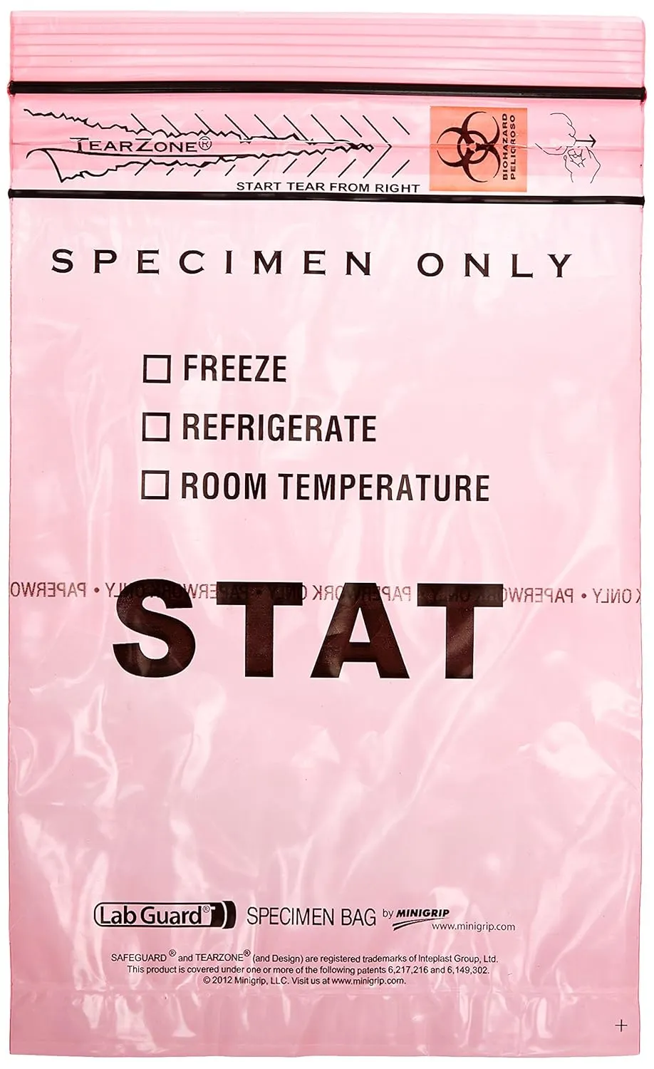 Globe Scientific 4950 STATBag, 6" x 9", Zip, Doc Pouch