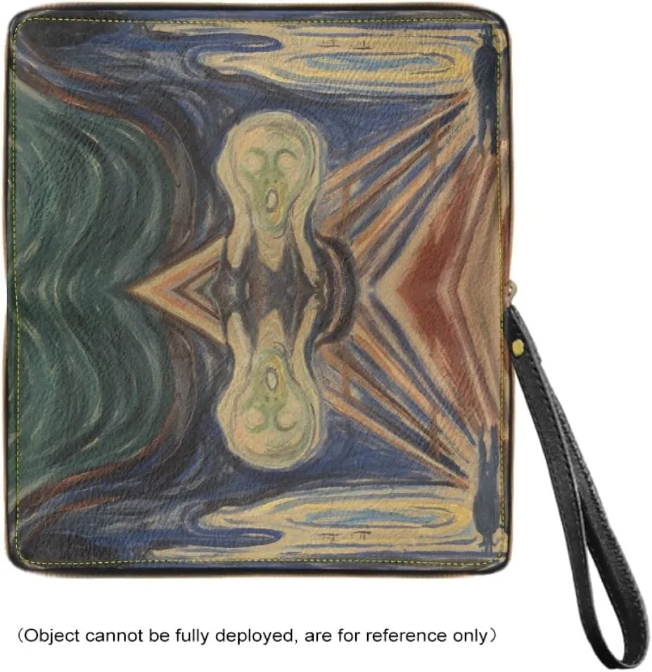 GLUDEAR Art Van Gogh Oil Painting Long Wallet for Womens Mens PU Leather Metal Zip RFID Wallet Clutch Purse,Edvard Munch The Scream,OneSize