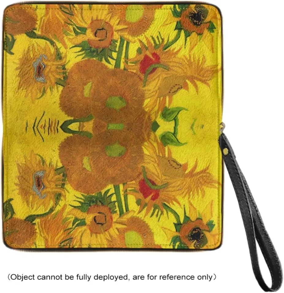 GLUDEAR Art Van Gogh Oil Painting Long Wallet for Womens Mens PU Leather Metal Zip RFID Wallet Clutch Purse,Vase with Fifteen Sunflowers,OneSize
