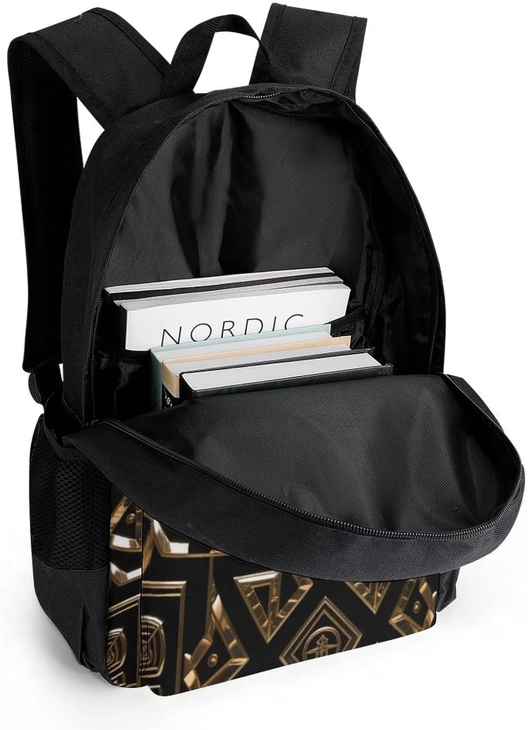 Gold Freemason Freemasonry Masonic Art Rucksacks Lightweight Multipurpose Anti-Theft Shoulder Bag Big Capacity Traveling & Camping Backpack With Side Pockets