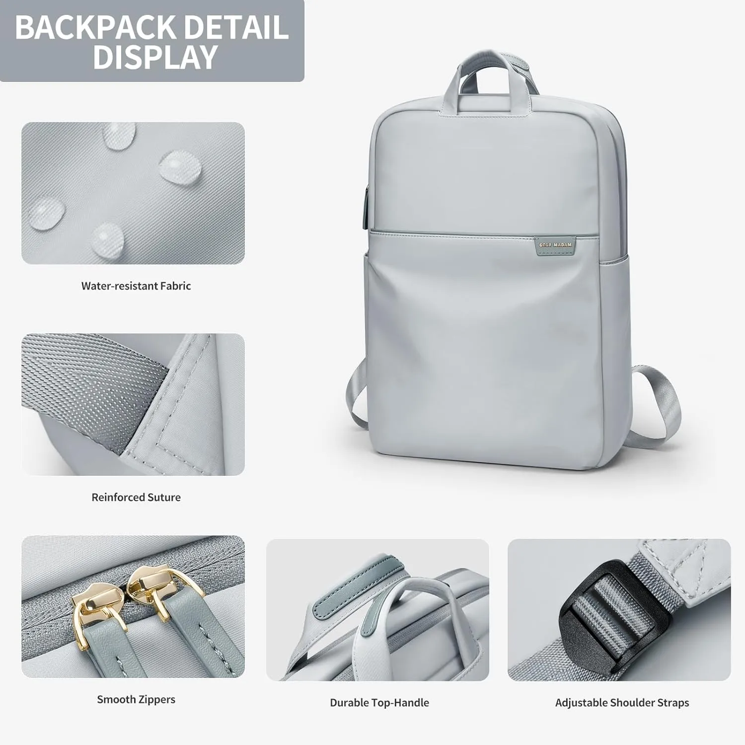 GOLF SUPAGS Travel Laptop Backpack for Women Anti Theft Slim Durable College Bookbag Business Computer Bag Fit 13.3Inch Notebook (Pale Grey, 13.3Inch)