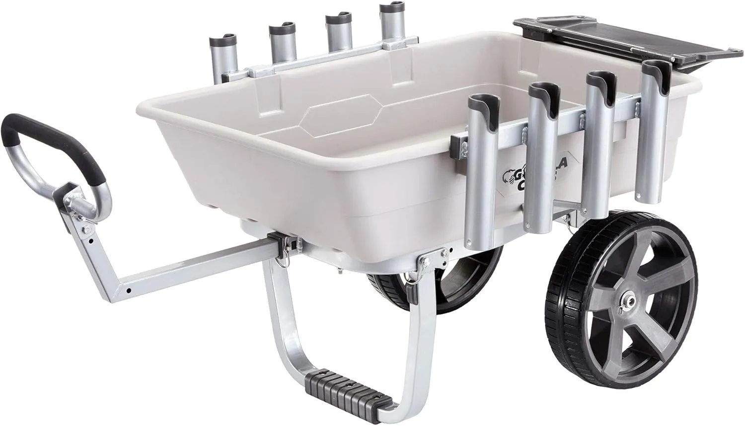 Gorilla Carts Fish and Marine Cart, Aluminum Poly Bed Wheelbarrow with Rod Holders, 200 Pound Capacity