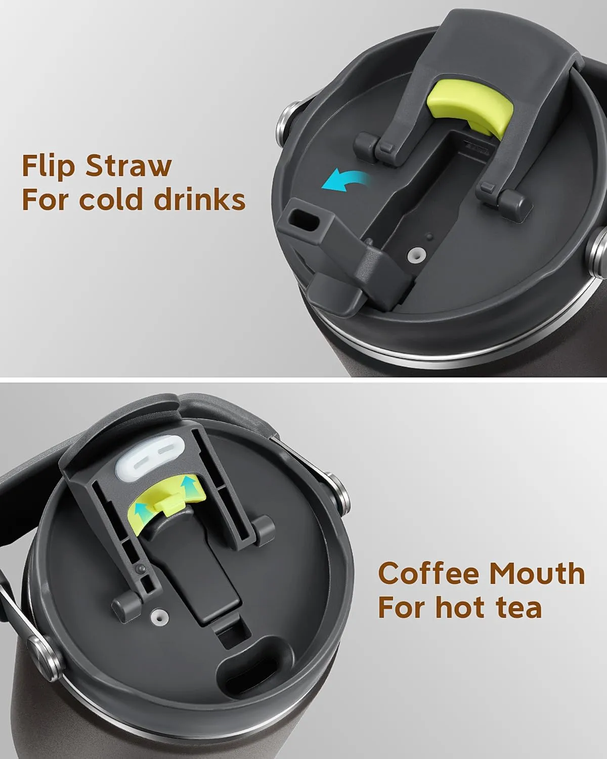Gpeng 40 oz Tumbler with Handle, Water Bottles with Straw Lid, Insulated Stainless Steel Travel Mug Cup Holder Friendly, Keep Drinks Cold or Hot for 48  Hours