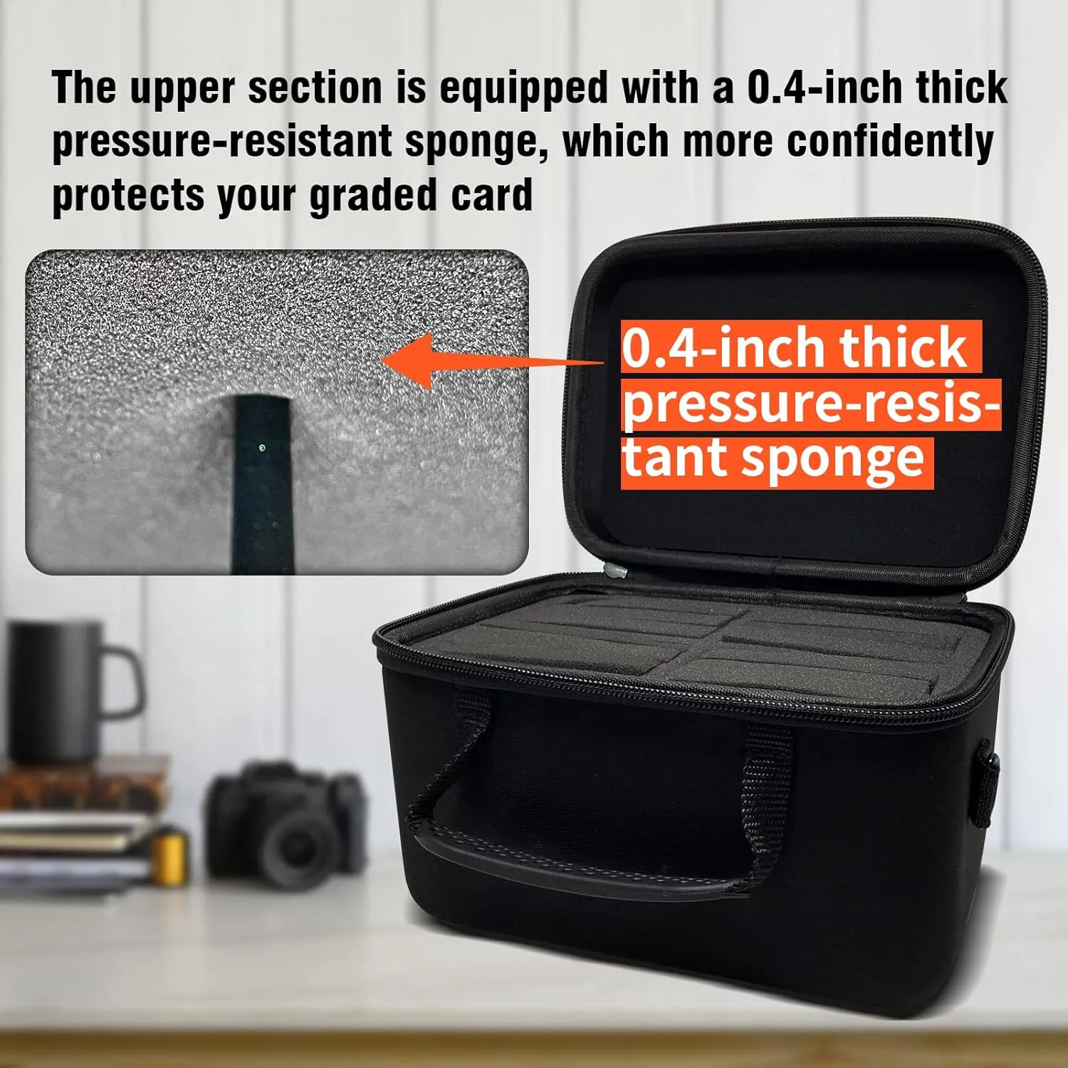 Graded Card Case Storage Box Fits for 28 Graded Sports Trading Cards, Slab Card Holder Organizer for CSG, BGS, FGS, PSA, Toploaders Football card with Removable Thick Foam Slots (Bag Only)