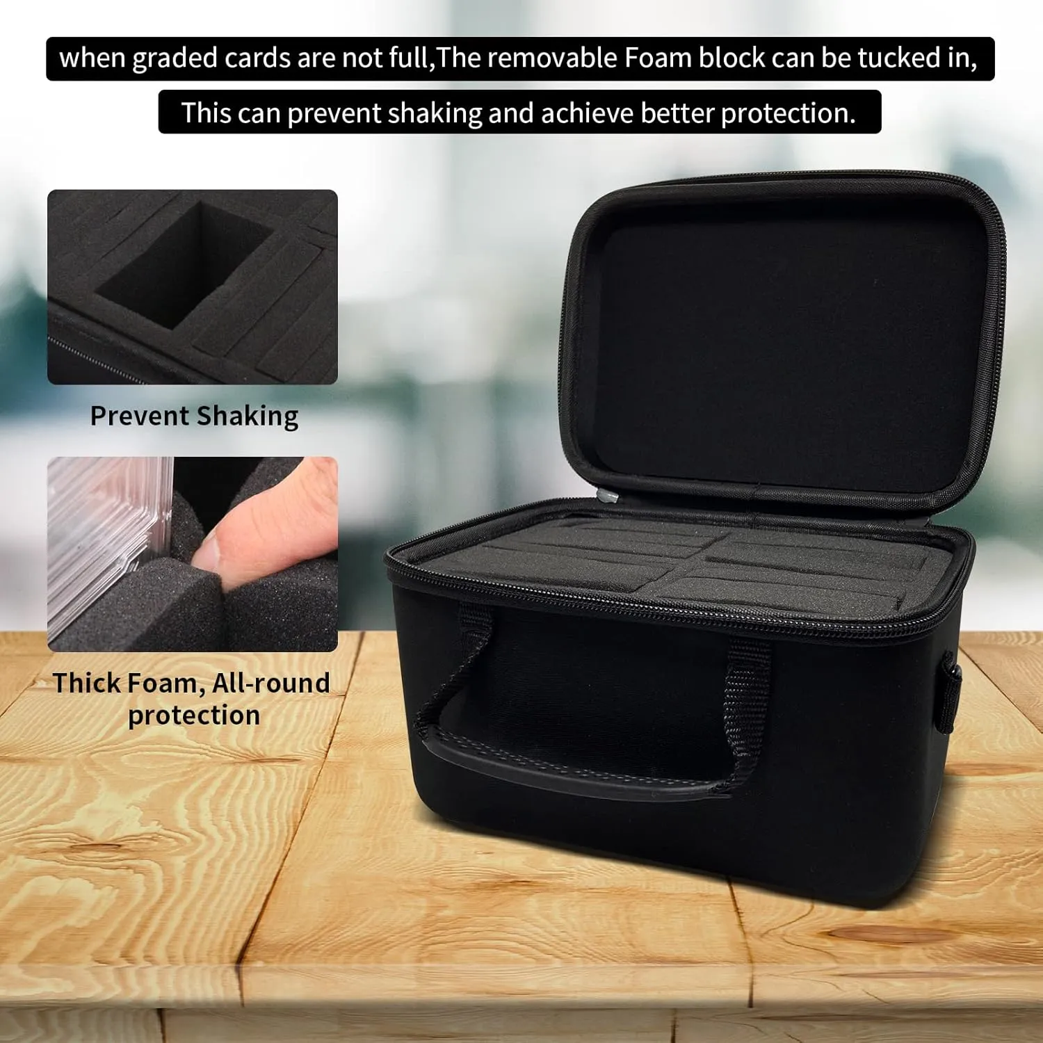 Graded Card Case Storage Box Fits for 28 Graded Sports Trading Cards, Slab Card Holder Organizer for CSG, BGS, FGS, PSA, Toploaders Football card with Removable Thick Foam Slots (Bag Only)