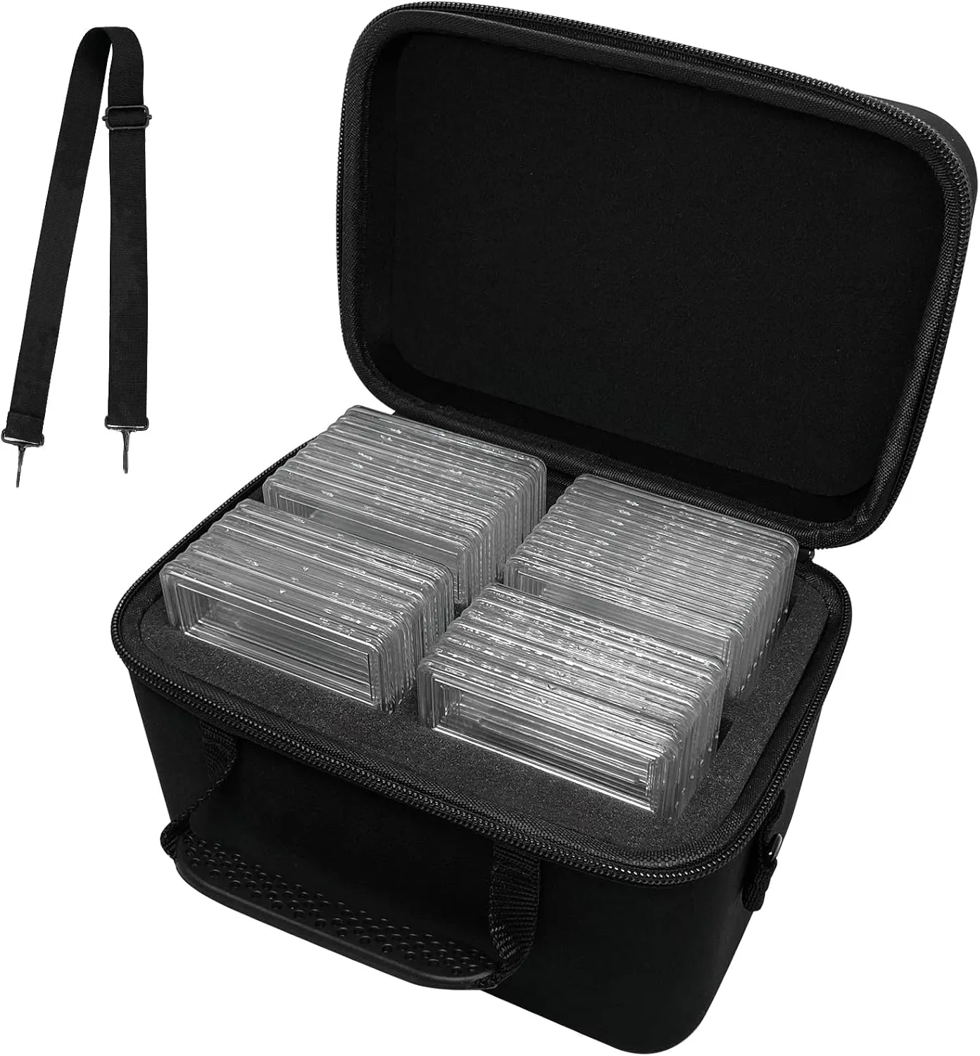 Graded Card Case Storage Box Fits for 28 Graded Sports Trading Cards, Slab Card Holder Organizer for CSG, BGS, FGS, PSA, Toploaders Football card with Removable Thick Foam Slots (Bag Only)