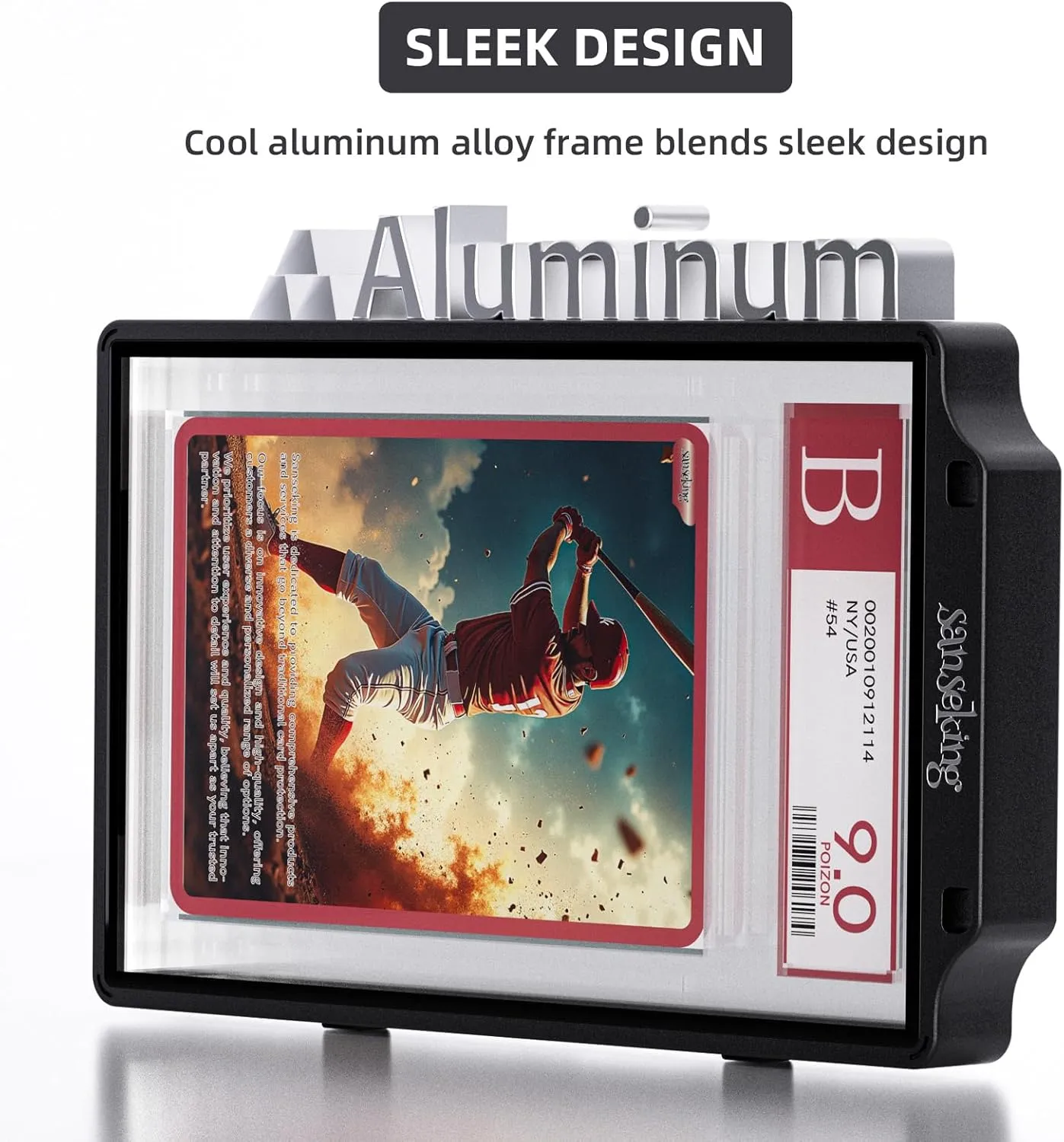 Graded Card Guard Case for BGS Slab Case for Graded Cards Metal Magnetic UV Protection Stackable Graded Card Slab Guard Glass Display Bumper Fit RPA Slabs Mags (Jet Black,130PT)