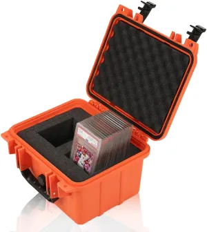 Graded Card Storage Box Compatible with PSA BGS SGC One Touch Deep Travel Size Weatherproof Case Waterproof Slab with Impact Absorbing Dual Foam Slots(Orange)