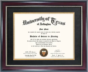 GraduationMall 8.5x11 Diploma Frame with Black over Gold Mat or Display 11x14 Document without Mat, UV Protection Acrylic, Mahogany with Gold Beads