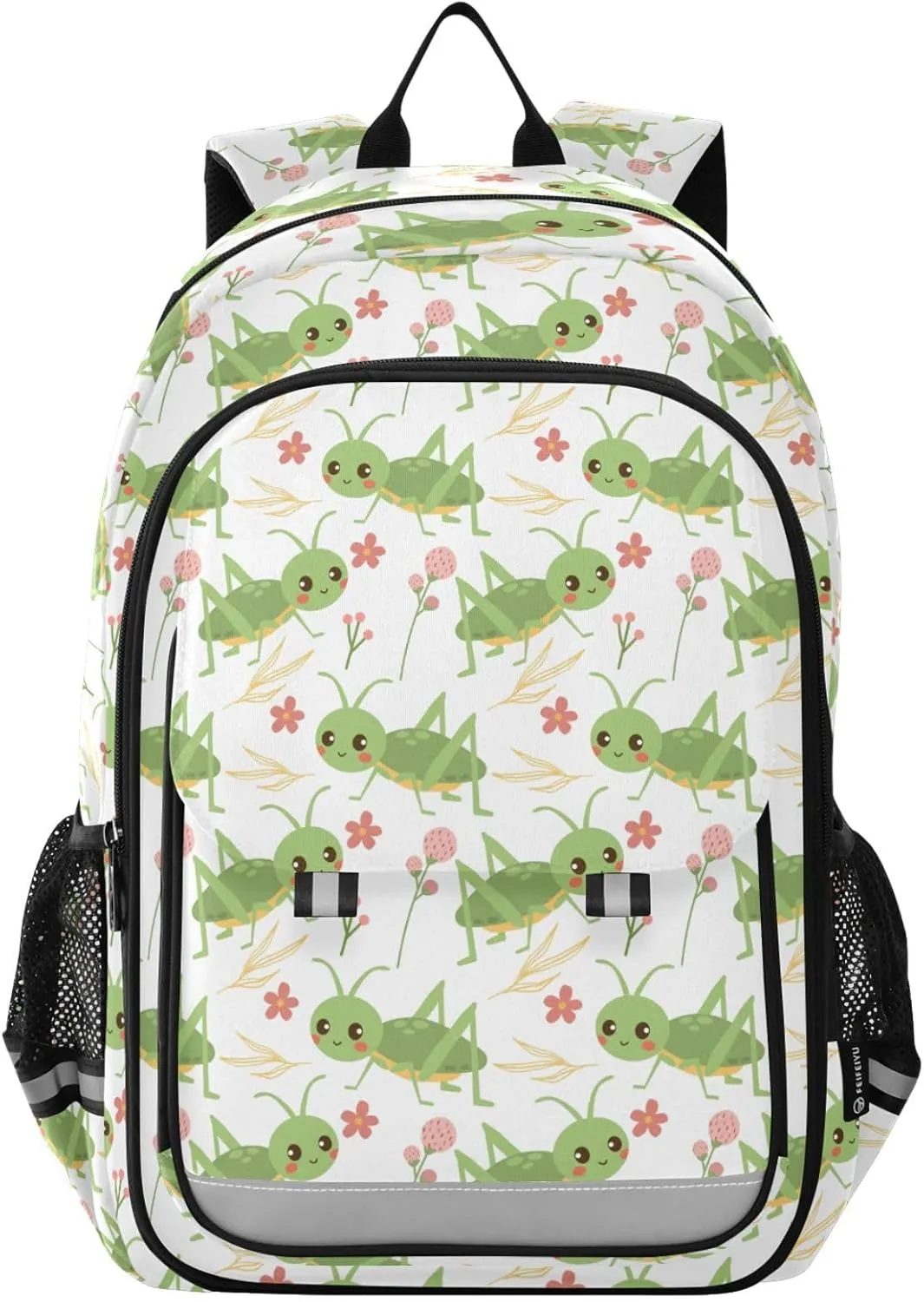 Grasshoppers Flowers Kawaii Backpack for Boys Girls Elementary School Bag Kids Bookbag Travel Rucksack With Reflective Stripes