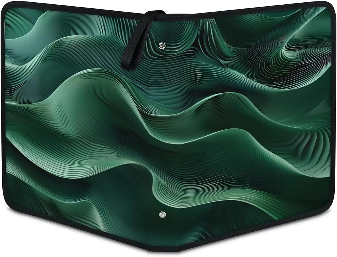 Green 3 Ring Trading Zipper Binder Strap, Trading Card Binder 9 Pocket, 900 Pockets Card Holder with 50 Removable Sleeves for Game Cards