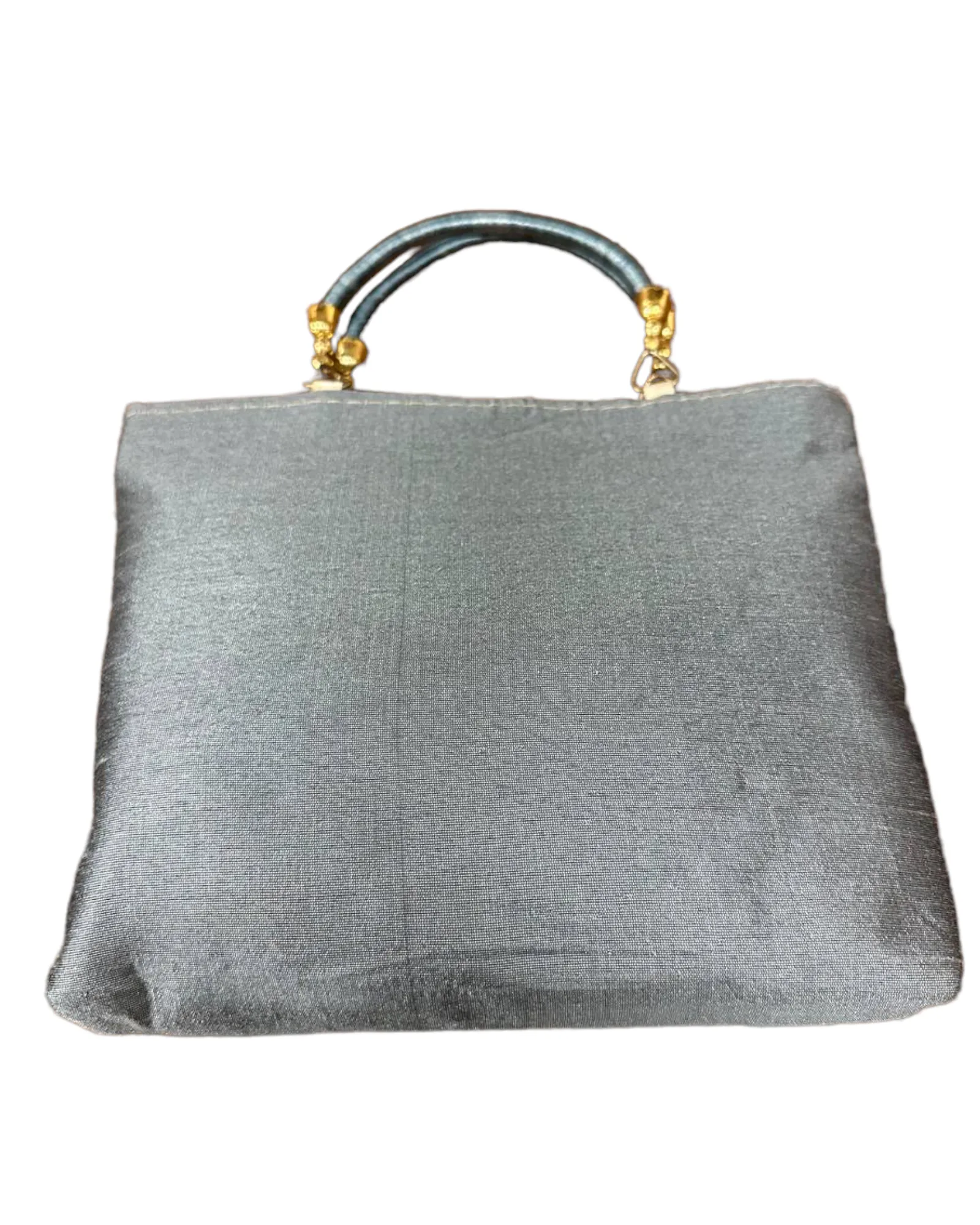 Grey Lucknowi Chikankari Embroidery Hand Bag Purse
