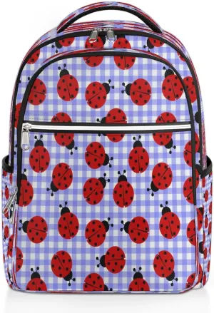 Grid Abstract Lady Beetle Travel Laptop Backpack Lightweight Laptop Bag Casual Daypack Business Backpack with Adjustable Shoulder Straps for Women Men