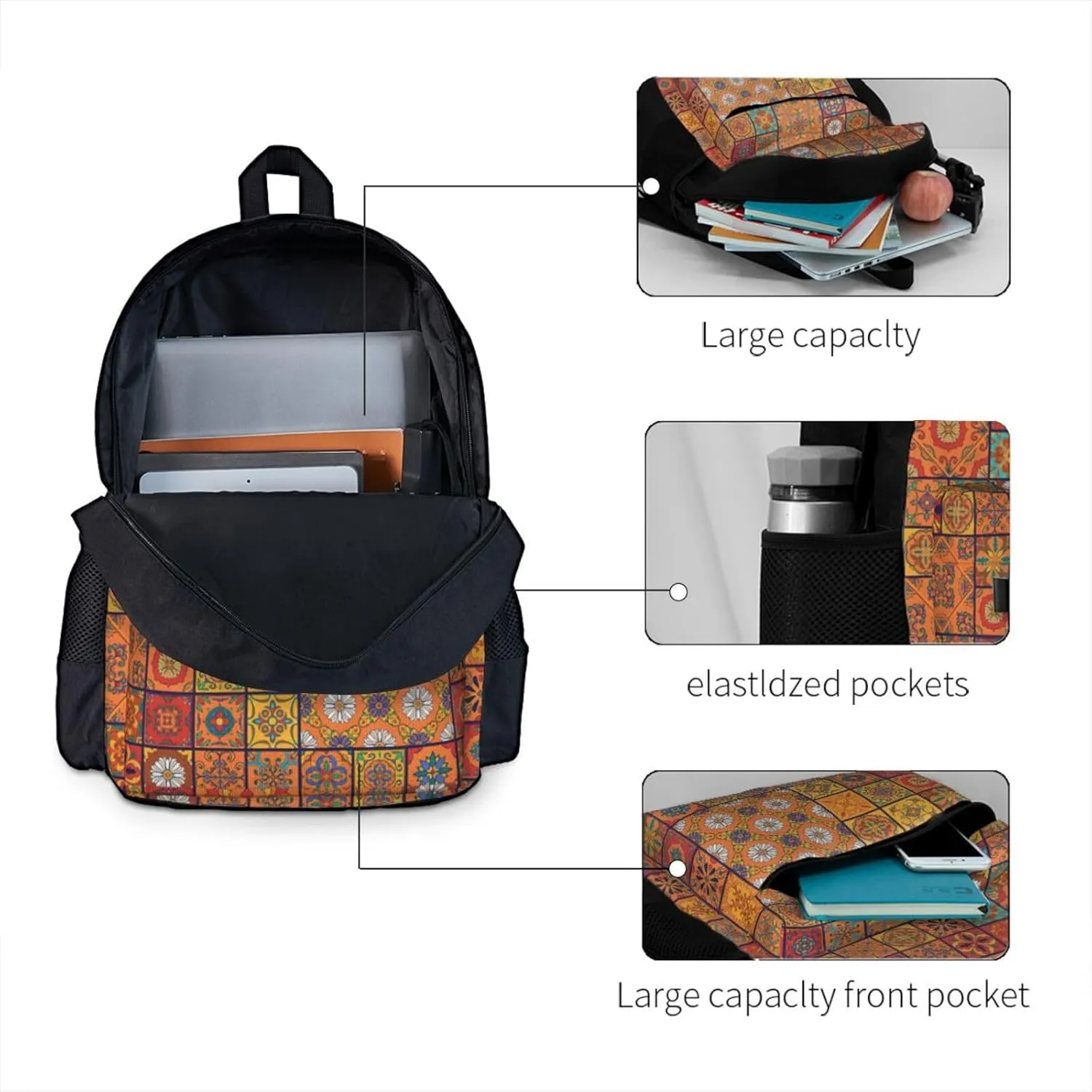 Group Of Moroccan Geometric Print Storage Bag, Shoulder Bag, Leisure Bag, Large Capacity Leisure Travel Shoulder Bag