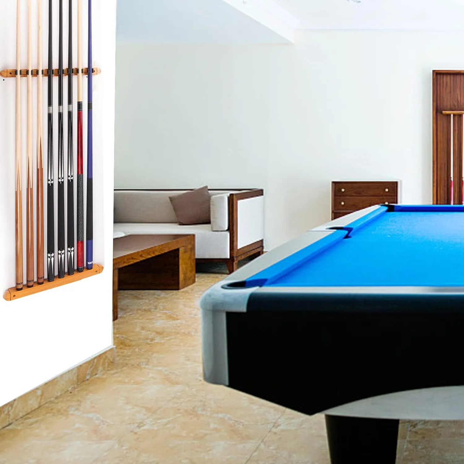 GSE Games & Sports Expert 2-Piece 6/8/12 Billiard Pool Cue Rack Wall Mounted Holders, Billiard Cue Sticks Wall Rack Set