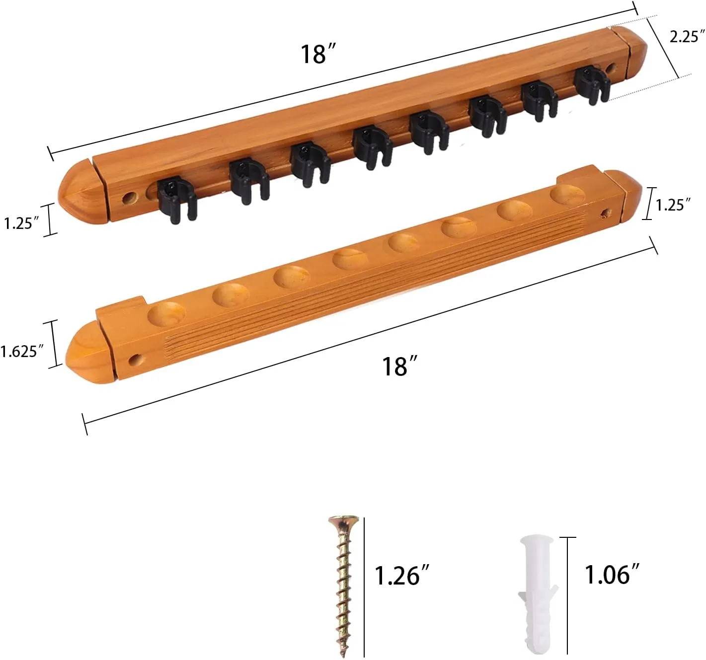 GSE Games & Sports Expert 2-Piece 6/8/12 Billiard Pool Cue Rack Wall Mounted Holders, Billiard Cue Sticks Wall Rack Set