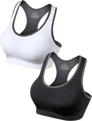 GXXGE Padded Racerback Sports Bras for Women High Impact Workout Yoga Gym Activewear Fitness Bra