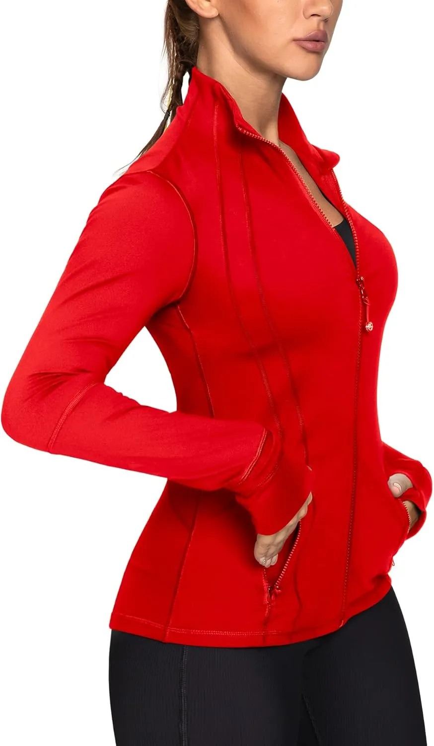 GYM RAINBOW Women's Lightweight Running Jackets Cottony-Soft 4-Way Stretch Zip up Slim Fit Workout Yoga Athletic Jacket