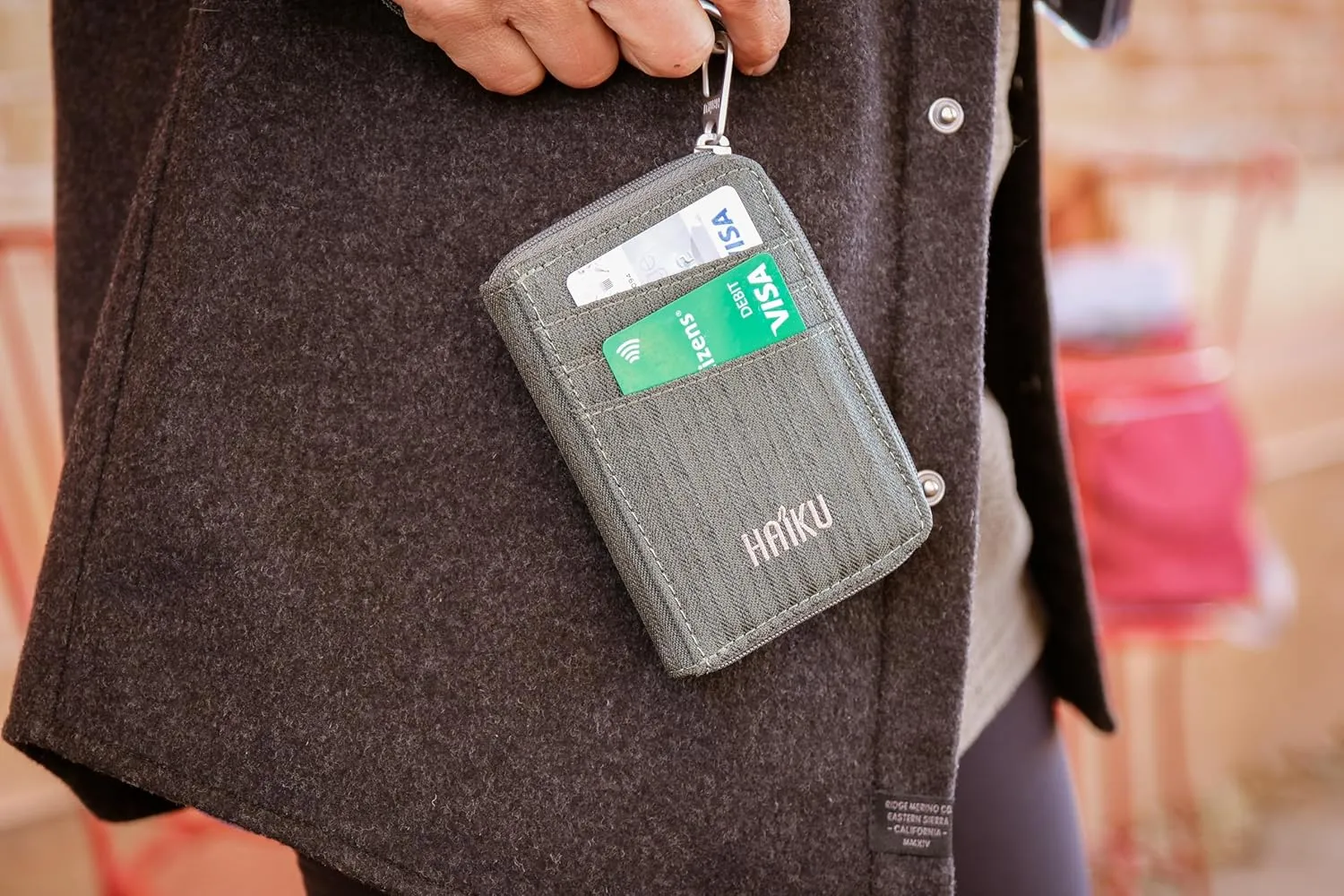 HAIKU Sprout Wallet, Lightweight Small Wristlet Wallet with Zippered Pouch, RFID Pockets, and Removeable Wrist Strap, Deep Forest