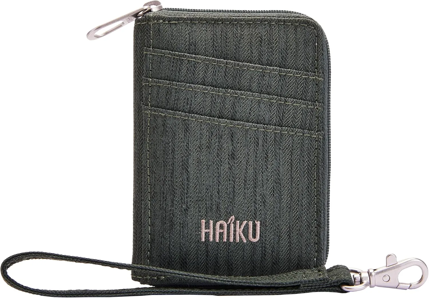 HAIKU Sprout Wallet, Lightweight Small Wristlet Wallet with Zippered Pouch, RFID Pockets, and Removeable Wrist Strap, Deep Forest