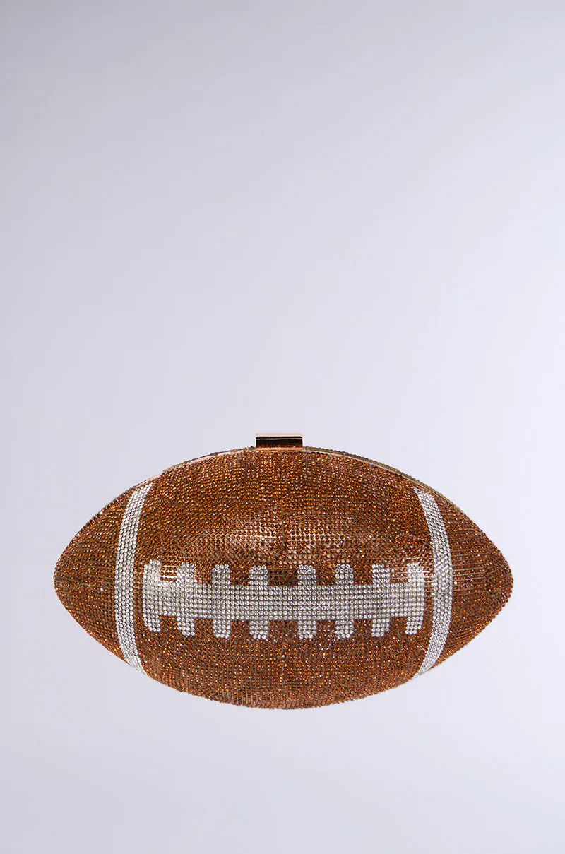 HALF TIME SHOW EMBELLISHED CLUTCH IN BROWN