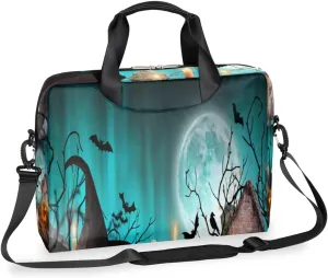 Halloween Candlelight Pumpkins Laptop Bag 16 Inch with Shoulder Straps & Handle Water-Resistant Durable Messenger Bag for Men Women Business Office Travel Gifts