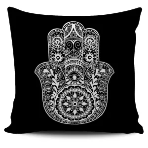 HAMSA HAND BLACK PILLOW COVERS