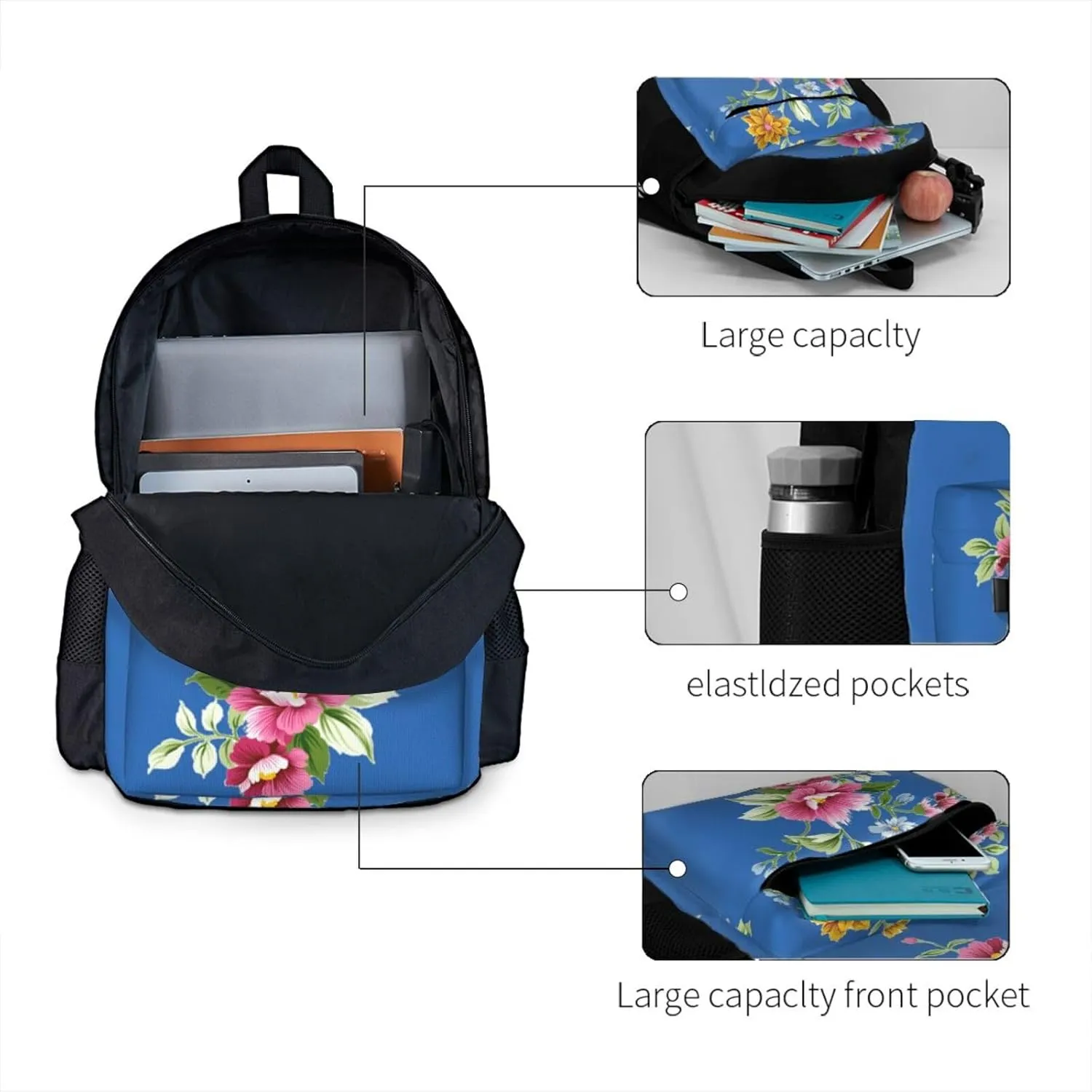 Hand Painted Flower Print Storage Bag, Shoulder Bag, Leisure Bag, Large Capacity Leisure Travel Shoulder Bag