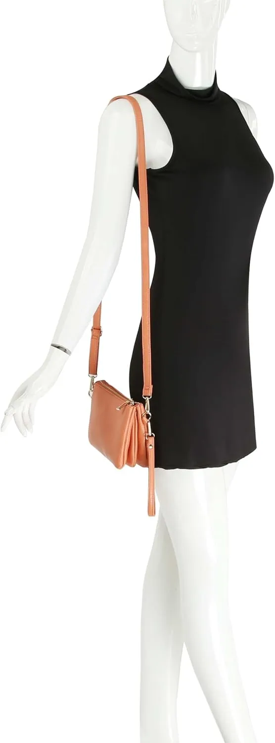 Handbag Republic Fashion Triple Compartment Crossbody Wristlet Bag by Calin Collection