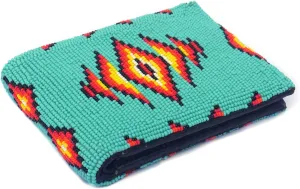 Handmade beaded Leather Wallet seed bead Inspired by Native American handicraft| traditional gifts for men and women (Turquoise)