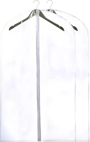 Handy Laundry Clear Vinyl Garment Bag - Protect Your Clothing While Traveling & Dust Free While Hanging in Your Closet. Ideal for Coats, Suits, Dresses or Gowns - Set of 2 (24 X 42 Inches)