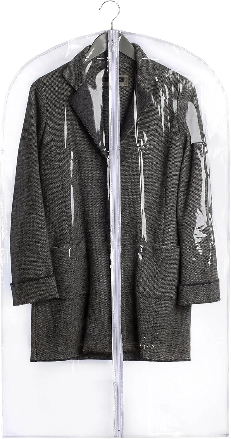 Handy Laundry Clear Vinyl Garment Bag - Protect Your Clothing While Traveling & Dust Free While Hanging in Your Closet. Ideal for Coats, Suits, Dresses or Gowns - Set of 2 (24 X 42 Inches)