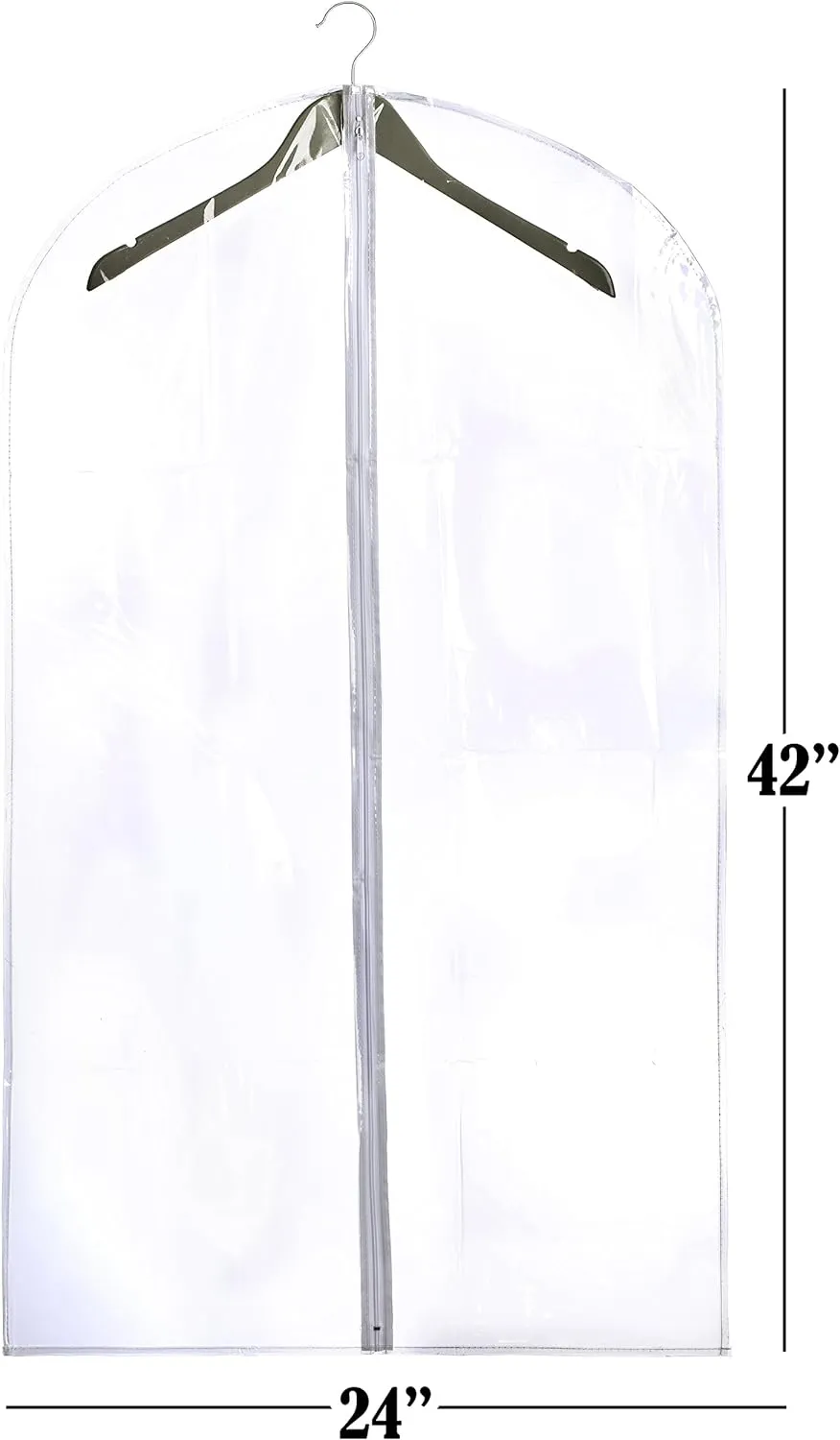 Handy Laundry Clear Vinyl Garment Bag - Protect Your Clothing While Traveling & Dust Free While Hanging in Your Closet. Ideal for Coats, Suits, Dresses or Gowns - Set of 2 (24 X 42 Inches)