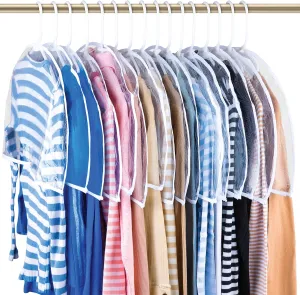 Handy Laundry Clear Vinyl Shoulder Covers – Set of 16 – Garment Protectors Keep your Suits, Dresses, Blouses, & Dust Free. Protect and Store your Clothing while they're In and Out of Season.
