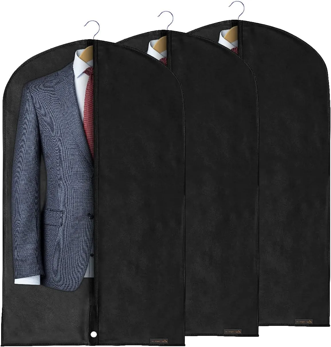 HANGERWORLD 40" Garment Bag Suit Bags for Closet Storage Breathable Clothes Cover Dust Protector (3 Pack, Black)