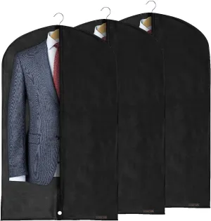HANGERWORLD 40" Garment Bag Suit Bags for Closet Storage Breathable Clothes Cover Dust Protector (3 Pack, Black)