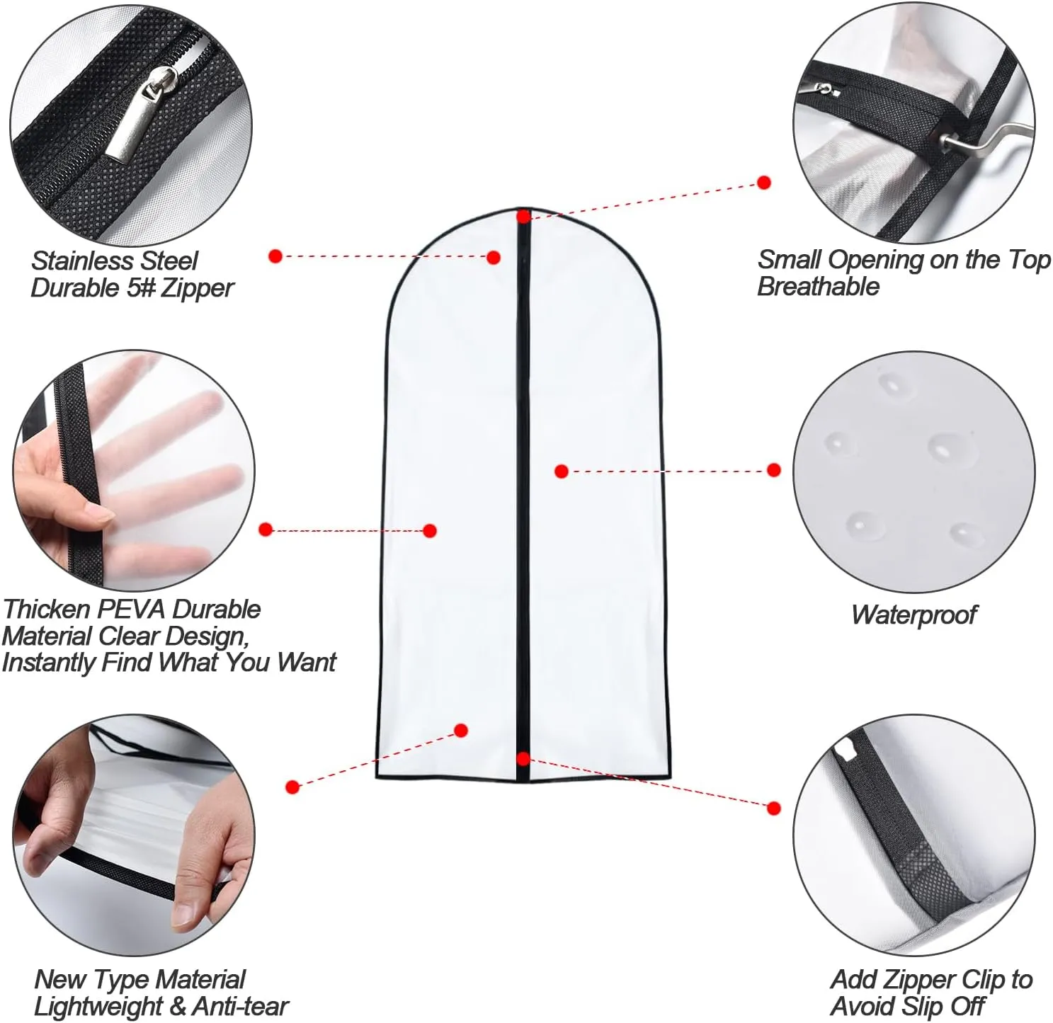 Hanging Garment Bag Covers 60 inch Garment Bags for Hanging Clothes Foldable Washable Black Dress Bags and Balls for Long Dress Dance Costumes Suits Gowns Coats