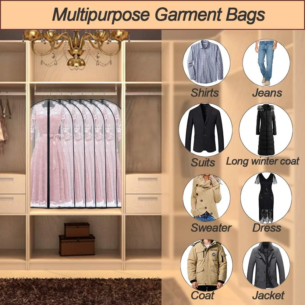 Hanging Garment Bag Covers 60 inch Garment Bags for Hanging Clothes Foldable Washable Black Dress Bags and Balls for Long Dress Dance Costumes Suits Gowns Coats